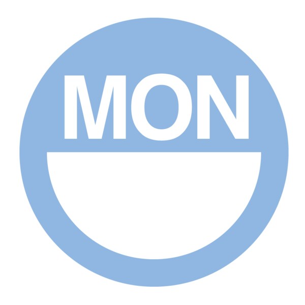 Nevs Dissolvable DaySpots - Monday 3" circle White w/Blue DDOT-M3W - main